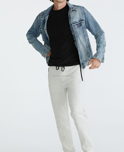 Pantalon de jogging léger et personnalisable en molleton de coton 100% pour hommes, motif droit brodé, style décontracté, fermeture à glissière avant imperméable - Product Image 3