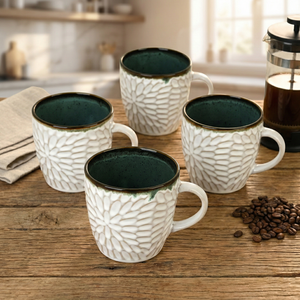Ensemble de 4 tasses à thé en céramique douce blanc cassé - Product Image 1