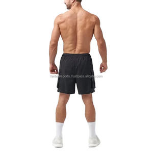 Shorts de sport pour hommes personnalisés à séchage rapide, noirs, avec cordon de serrage et logo, fournisseur OEM d'articles de sport, dernier design - Product Image 5