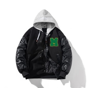 Men's Genuine <b>Leather</b> Varsity Baseball Jacket Winter Waterproof Windproof High Street Style Motorcycle <b>Coat</b> - Product Image 4