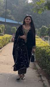 Readymade Indian Viscose Velvet With Heavy Embroidery Work <b>Top</b> With Sharara & Dupatta Party Wear Outfit Dress Low Price Handmade - Product Image 2