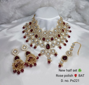 Conjunto de joyas chapadas en oro Kundan tradicional indio y conjunto de collar de cobre para mujeres y niñas accesorios indios joyería Mujer - Product Image 3