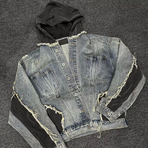 <b>Men</b> <b>Denim</b> Jacket Turndown Collar <b>Shirt</b> Coat Trendy Patchwork Jeans Jacket For <b>Men</b> - Product Image 2