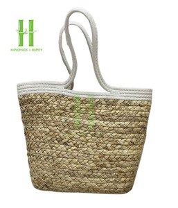 HNH <b>Craft</b> Boho Seagrass Storage Basket Customizable OEM Designs Rectangle Shape <b>Eye</b>-Catching Tote Handbag - Product Image 4