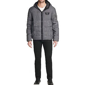 Wholesale Men's Plus Size <b>Puffer</b> <b>Jacket</b> Comfortable Hooded Leather Windbreaker Adults <b>Light</b> Fabric Material Made Pakistan Winter - Product Image 3