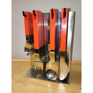 Ensemble de couverts en acier inoxydable écologique de 24 pièces, pour les fêtes, qualité 18/12, design authentique, fabriqué en Inde, années 1980 - Product Image 3