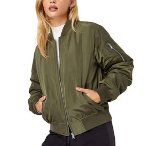 Blouson d'aviateur à manches longues de haute qualité pour femmes Blouson d'aviateur à col montant et fermeture éclair pour femmes Offre Spéciale pour femmes - Product Image 1