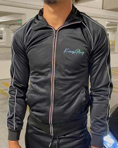 Chándal de algodón polar bordado personalizado unisex, Sudadera con capucha y pantalones para correr, conjunto de sudadera gris para hombre - Product Image 6