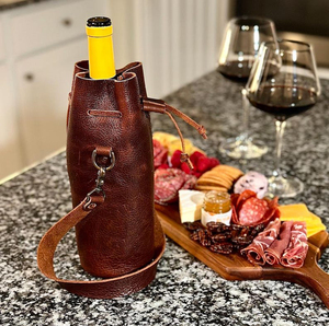 Porte-vin en cuir véritable artisanal de luxe, imperméable, pour pique-niques, cadeaux d'entreprise - Solution de rangement de bouteilles haut de gamme - Product Image 4