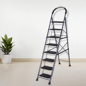 PARASNATH 8 <b>Step</b> Industrial Steel <b>Ladder</b> Stools Grey <b>Foldable</b> <b>Step</b> <b>Ladder</b>-Light Weight & Anti-Skid - Product Image 1