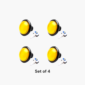 Ensemble de 4 boutons poussoirs d'arcade convexes avec éclairage LED (12V), construction en plastique et métal, options multicolores et micro-interrupteur - Product Image 1