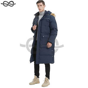Abrigo largo de plumón para hombre, Maxi chaqueta acolchada gruesa, Parka de plumón azul marino de longitud completa, ropa de abrigo cálida para invierno - Product Image 2