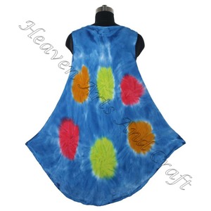 Venta caliente sin mangas cuello redondo dinámico Tie Dye vestido atractivo Tie Dye largo abierto Maxi vestido para damas sin mangas 100% rayón - Product Image 4