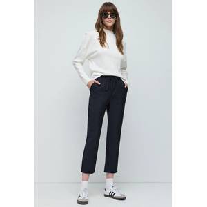 Pantalon décontracté taille haute élégant pour femme, confortable et respirant, en toile, longueur midi, taille XL, pour le bureau - Product Image 3