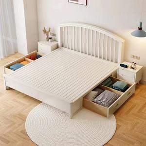 <span class=keywords><strong>Lit</strong></span> double moderne en bois massif avec cadre rembourré en velours et plateforme de rangement à vérins à gaz – Vente en gros - Product Image 4