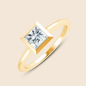 แหวนเพชรทรงปรินเซสแบบลอยตัว น้ำหนักเบา 0.3 กะรัต F-VS ผลิตจากทองคำแท้ 14K ผลิตภัณฑ์ขายส่ง - Product Image 1