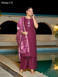 Moderno Traje Étnico de Georgette con Bordado a Mano para Universidad, Oficina y Eventos Sociales - Product Image 2