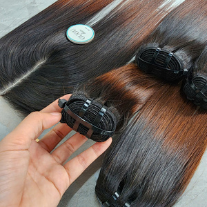 Extensions de cheveux humains vierges Remy bruns vietnamiens avec closure, 100 grammes, double trame faite à la machine - Product Image 2