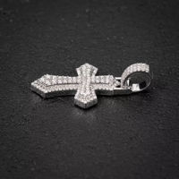 Colgante de Cruz Ortodoxa de Plata de Ley 925 de Calidad Premium con Moissanita, Estilo Hip Hop, Unisex, Regalo, Bañado en Rodio 14K