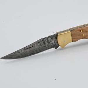 Cuchillo plegable de bolsillo de acero damasco artesanal - Product Image 3