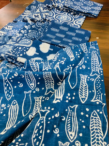 Juego de servilletas reutilizables con estampado de algodón azul índigo personalizado, lote al por mayor, diseño de impresión a mano, mezcla y combinación para uso doméstico, bodas - Product Image 4