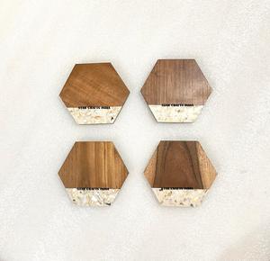 Dessous de verre en bois et en résine pour boissons, vernis naturel, pour la maison - Product Image 2