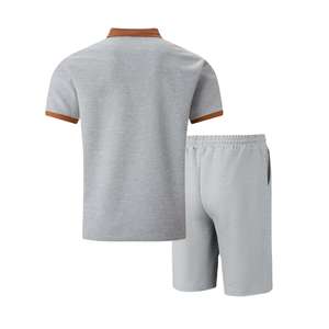 2025 pantalones cortos para hombre, dos conjuntos en una variedad de colores, tela de gofre de verano Europeo Americano, conjunto de manga corta con cremallera de Color sólido - Product Image 4