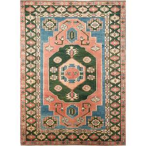 Tapis en laine faits main Nuray, motifs médaillon rectangulaires multi-nœuds pour la maison, le couloir, l'entrée, le salon 9x12 - Product Image 1