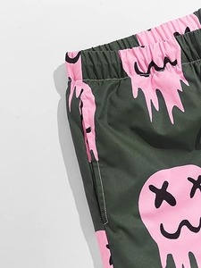 Short de poche pour homme avec impression graphique Colorblock et cordon de serrage, taille active, avec ceinture élastique confortable, vente en gros - Product Image 2