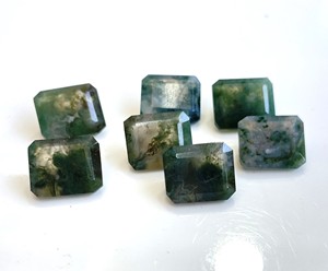 Ágata de musgo de alta calidad natural 10x12mm Octágono facetado de alta calidad-Octágono de ágata de musgo Suelto - Product Image 3