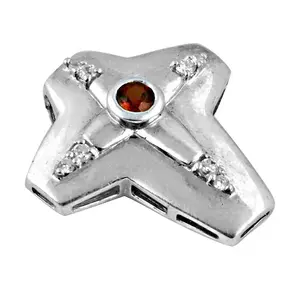 Colgante de Cruz de Granate en Oro Rosa y Plata 925 para Mujer, Joyería de Piedras Preciosas con Baño de Rodio y Dije con Diseño de Gota de Agua - Product Image 1