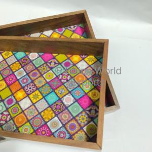 Bandeja grande de madera de acacia esmaltada para servir, decoración del hogar, platos de madera, aperitivo, fruta, venta al por mayor, bandejas decorativas para frutas - Product Image 1