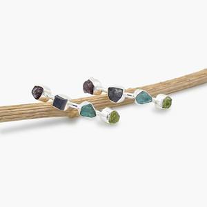 925 Sterling Silver Fine Stud <b>Earrings</b> Handmade Rough Aquamarine Stone Peridot <b>Garnet</b> 8-10mm Stone Size Perfect Gift for Her - Product Image 4