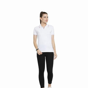 Polo de LICRA de alta calidad/algodón orgánico para mujer, camisa Polo de moda de ajuste Regular de Color blanco, ropa de verano para mujer, camisas personalizadas - Product Image 2