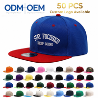 Casquette à six panneaux 100 % acrylique style américain, visière plate, couleur unie, hip-hop, broderie 3D, réglable, unisexe, usage quotidien