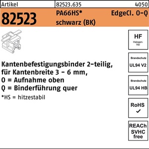 Bridas para cables HellermannTyton R 82523 Edgeclip 4.6x150/35 PA66HS Negras OQ Paquete de 500 - Product Image 1