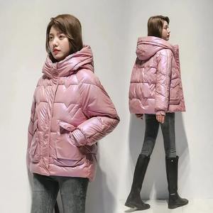 Parkas chauds d'hiver pour femmes veste bouffante rembourrée à manches longues avec manteaux à capuche mi-longs de couleur unie - Product Image 6