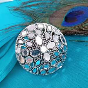 <b>Indian</b> Oxidized Glass Stone Supplier Adjustable Round Big Wedding Finger <b>Ring</b> <b>Indian</b> Manufacturer Jewellery for Women - Product Image 2