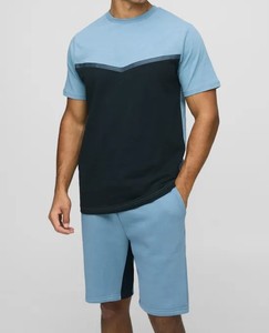 Conjunto de camiseta Fitr y pantalones cortos regulares con logotipo personalizado OEM, ropa deportiva 2 de dos piezas con cuello redondo, dos tonos de color, ropa de verano de secado rápido - Product Image 5