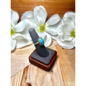 Navajo-Made Golden Hill Turquoise & Sterling <b>Silver</b> <b>Statement</b> <b>Ring</b> Oval Cut Natural Stone Size 6 for Everyday Wear - Product Image 2