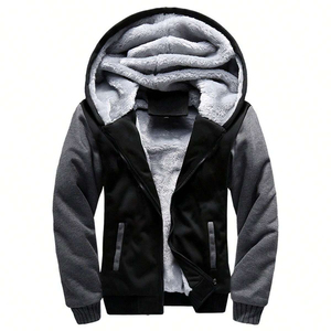 Custom unisex oversized 100% cotton hoodie blank plain <b>men</b> 500gsm plus size full zip up <b>thermal</b> hoodies with custom printed logo - Product Image 3