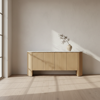 Meuble de rangement moderne à 4 portes, table basse, salon, chambre, en bois d'hévéa écologique, MDF, placage de chêne, mobilier de maison, 2 tiroirs