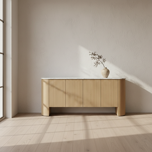 Buffet/Credenza 4 portes à volets battants PKP Modern Vietnam, écoresponsable, en bois naturel, pour salon, couleur naturelle 1 - Product Image 5