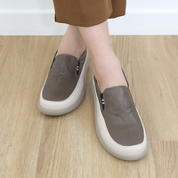 [JSHOE] Chaussures décontractées à plateforme confortables pour femmes, en cuir de vachette léger, à enfiler, style coréen