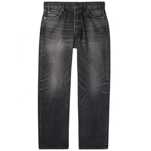 Jean vintage américain rétro gris fumé pour homme, coupe ample et droite, style streetwear hip-hop décontracté, ODM, hiver automne - Product Image 2