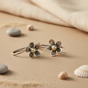 Boucles d'oreilles pendantes en argent 925 avec perle, bijoux pour femmes - Product Image 1