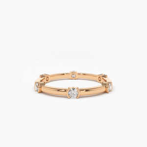 Anillo DE BODA genuino de distancia chapado en oro amarillo y plata 925 diamante natural redondo personalizado Fabricación de joyería de lujo para mujer India - Product Image 3