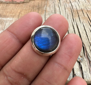 Impressionnant anneau fin 2025 rond Labradorite pierres précieuses 12mm lunette ensemble Phygital bijoux de mariage NFC unisexe Blockchain vérifiable - Product Image 1