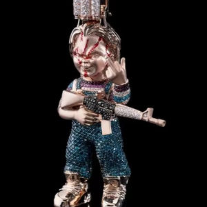 Pendentif à breloque hip hop en plaqué or avec moissanite pour homme, cadeau personnalisé pour lui - Product Image 1