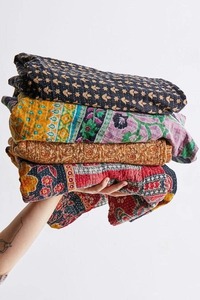 ผ้านวมคอตตอน Kantha สไตล์วินเทจออร์กาน100% นุ่มสบายขนาด55*85นิ้วทำด้วยมือผ้าลินินอินเดียพิมพ์ลายตัวละคร - Product Image 5